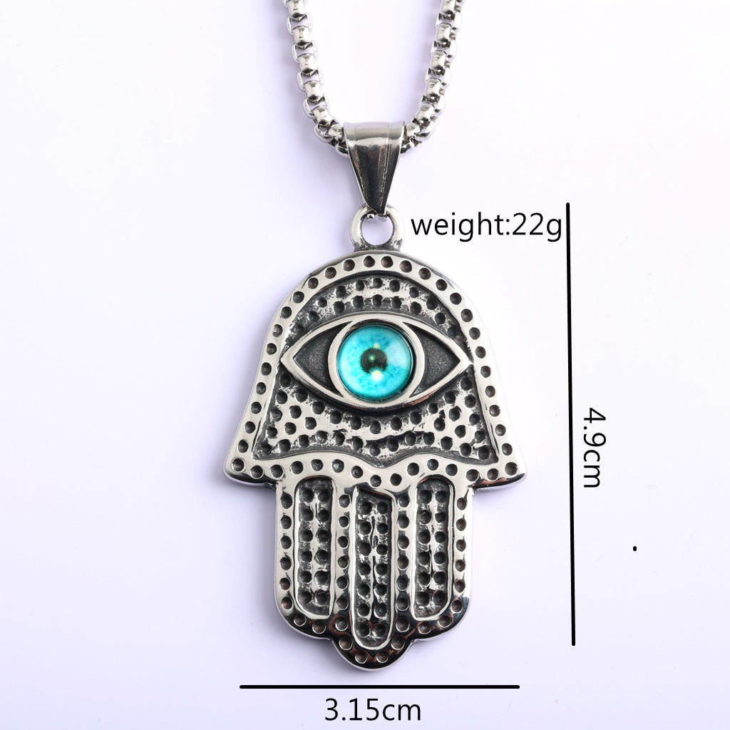 Vintage Single-Sided Stainless Steel Men's Pendant Necklace