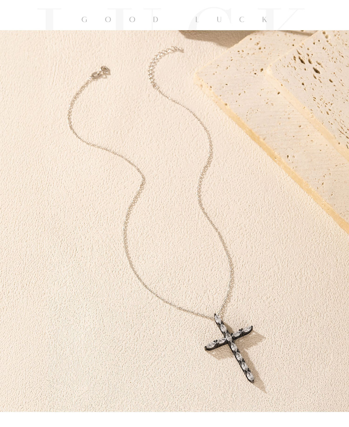 925 Sterling Silver Black Cross Necklace