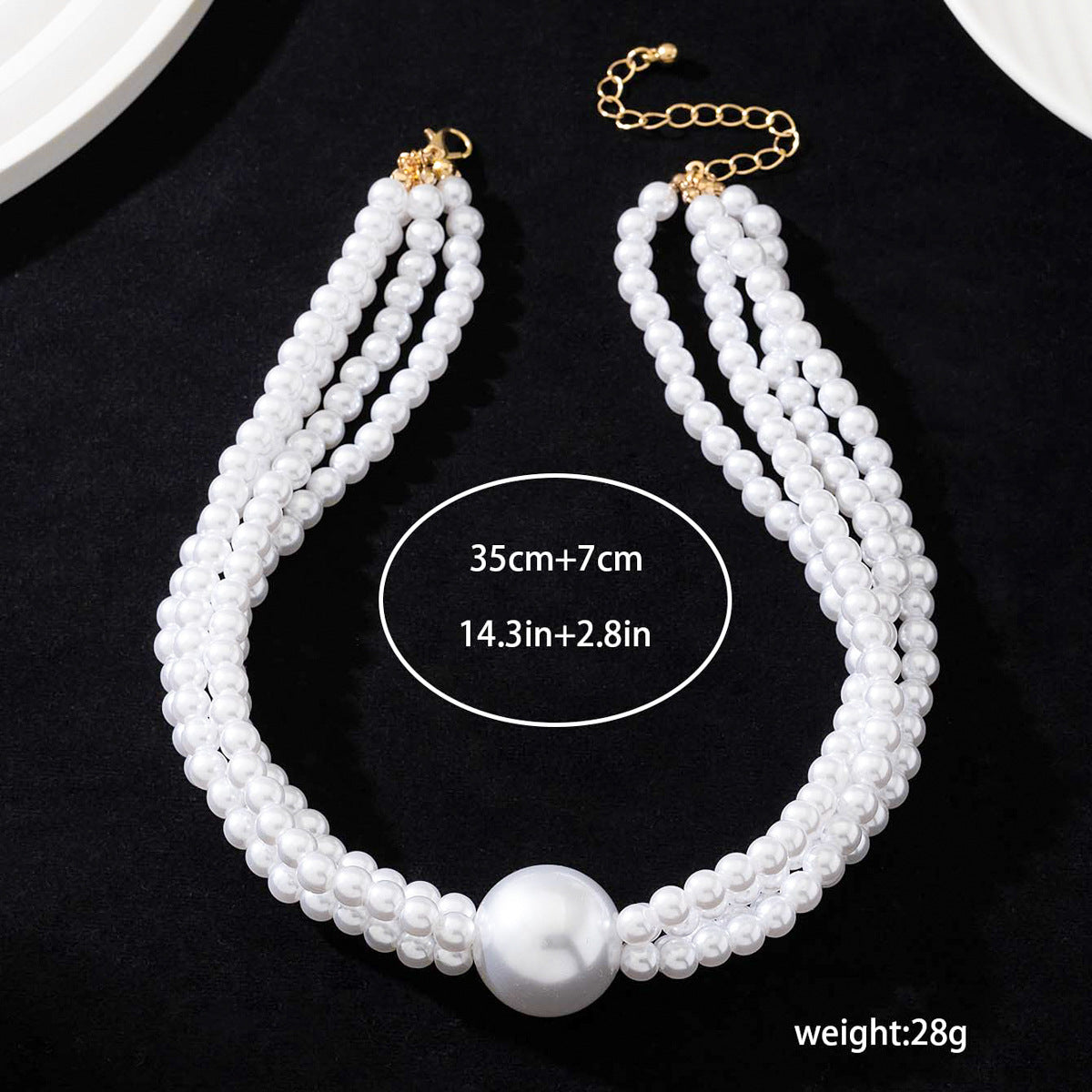 Planderful Vienna Verve Necklace – Elegant Three Layers of Imitation Pearls