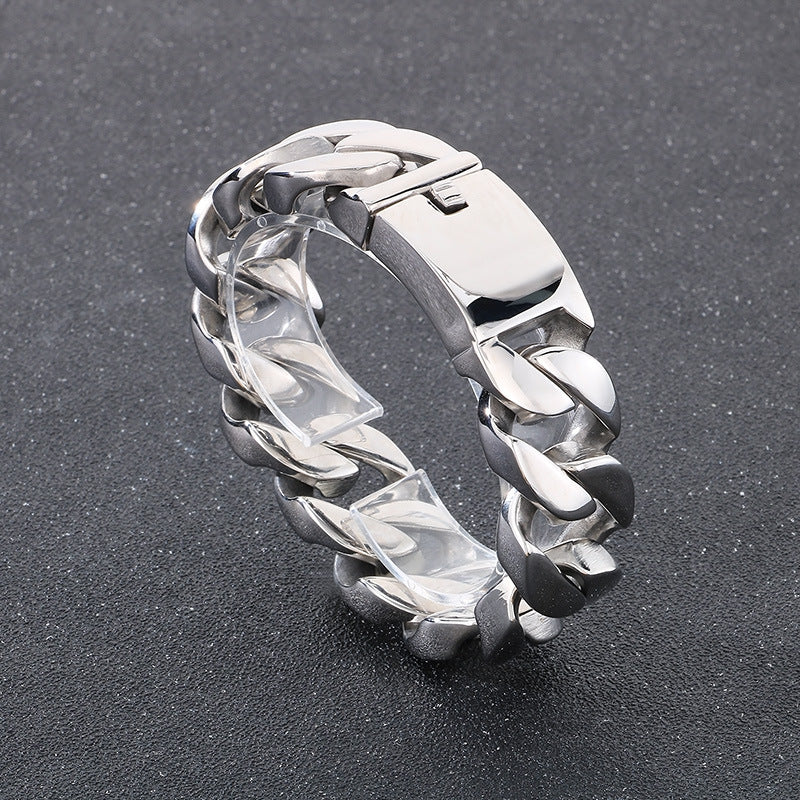 Planderful Cuban Chain Titanium Mens Bracelet Stylish