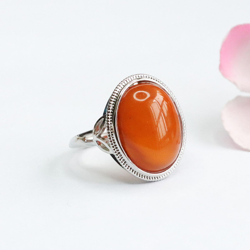 Honey Wax and Amber Sterling Silver Ring from the Fortune's Favor Collection