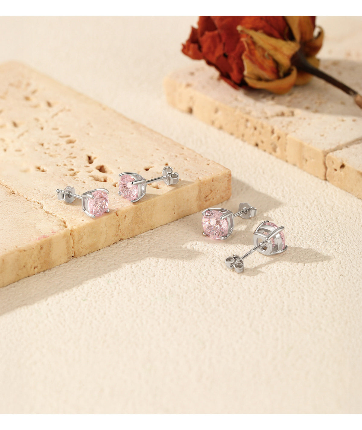 925 Sterling Silver Pink Fireworks-Cut Earrings