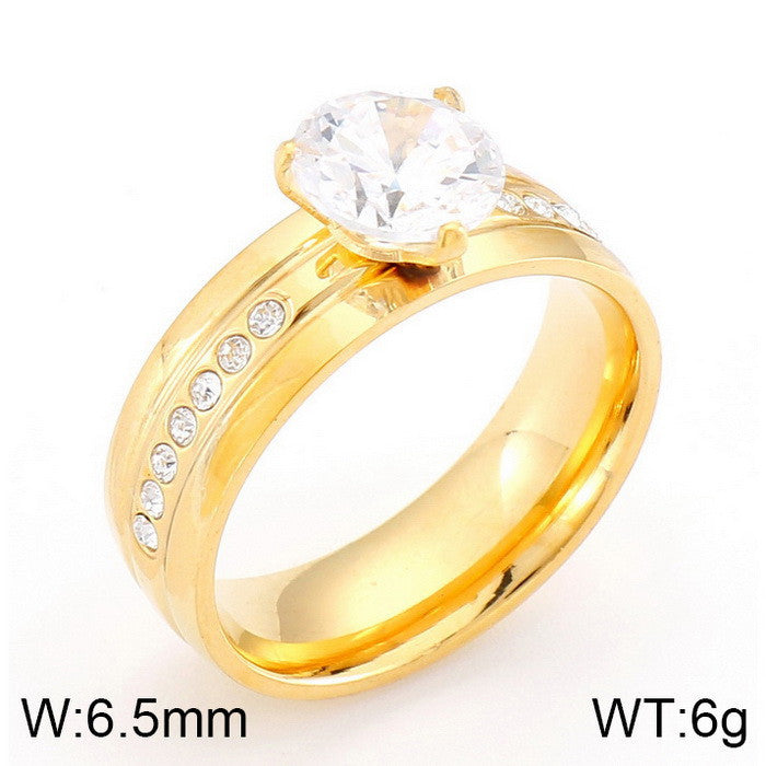 Four-Claw Zircon Titanium Steel Women's Ring Stainless Steel Zircon