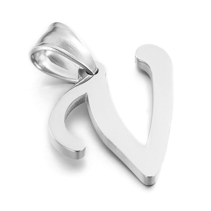 Men's And Women's Letter Pendants, Stainless Steel Glossy 26-Letter Titanium Steel Necklace
