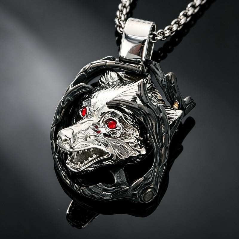 Giant Wolf Fenriel Screams Mask Pendant Three-Dimensional Two-Color Tiger Head Stainless Steel Necklace