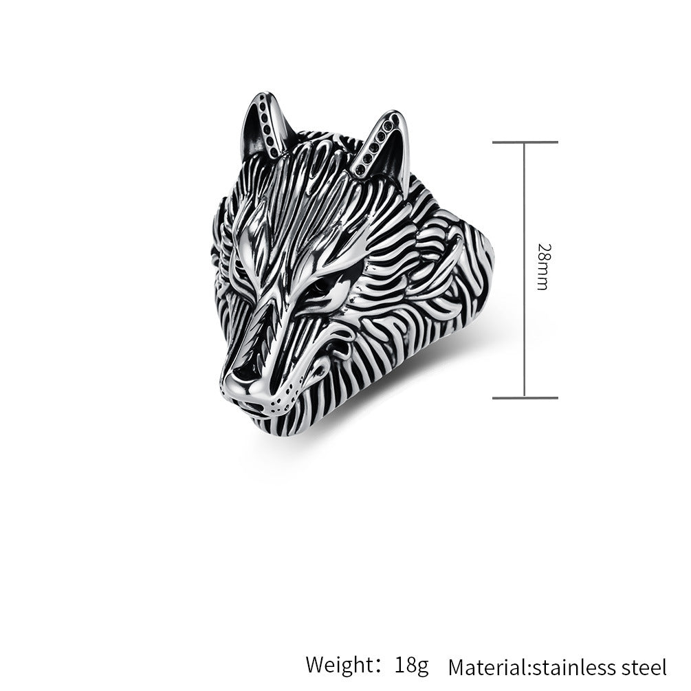 Planderful Viking Wolf Ring For Men Steel Band Bold Domineering Style For Everyday Wear