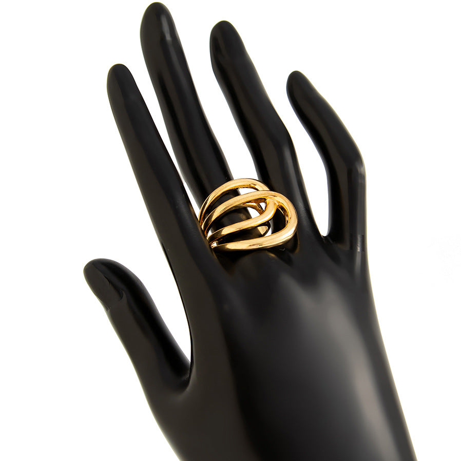 Planderful Geometric Line Ring for Women Hollow Joint Minimalist Statement Jewelry Vienna Verve