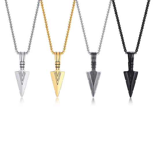 Spearhead Pendant Hip-Hop Wind Titanium Steel Necklace Men's Titanium Steel Pendant