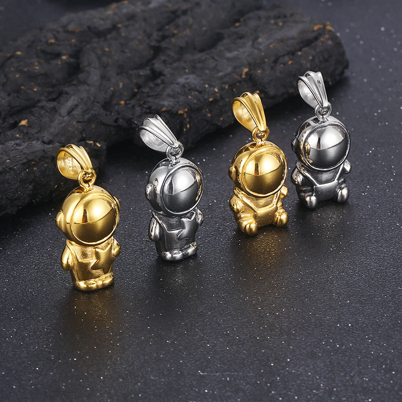 Hip-Hop Style Cartoon Astronaut Pendant for Men - Cute Vacuum Plated Titanium Steel Design
