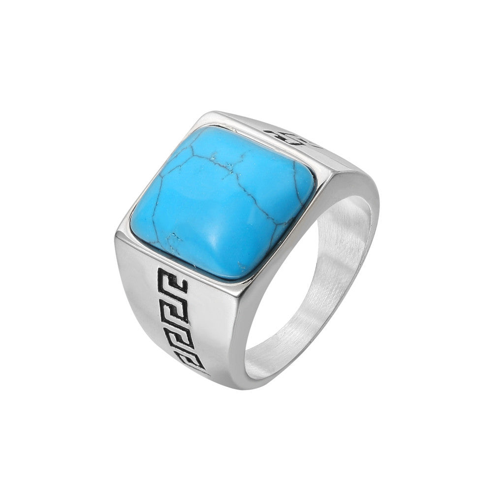Planderful Titanium Steel Ring With Great Wall Pattern Unisex Retro Style Bold Statement Size 7 11