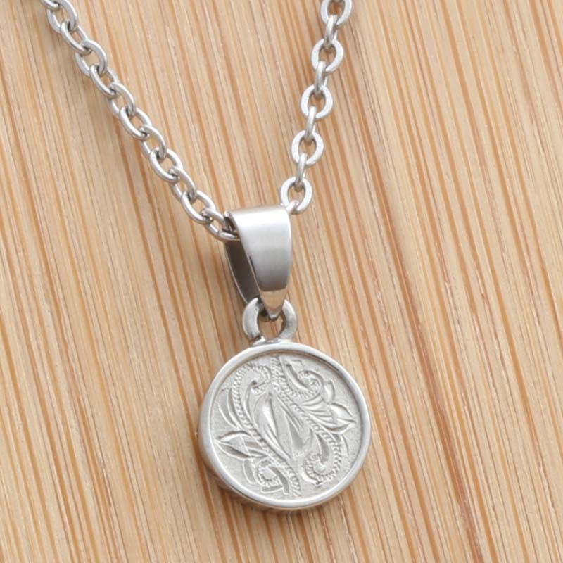 Punk Style Titanium Steel Gold Coin Necklace for Men - Retro Round Pendant by Planderful