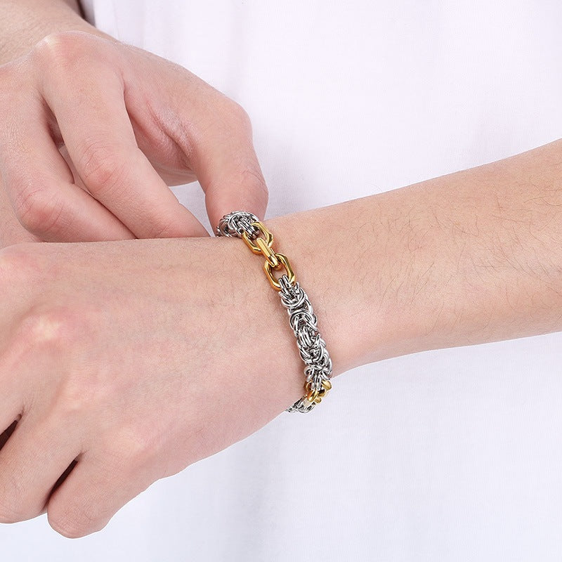 Hip-Hop Street Atmosphere Minimalist Hand-Spliced Bracelet Stainless Steel Men's
