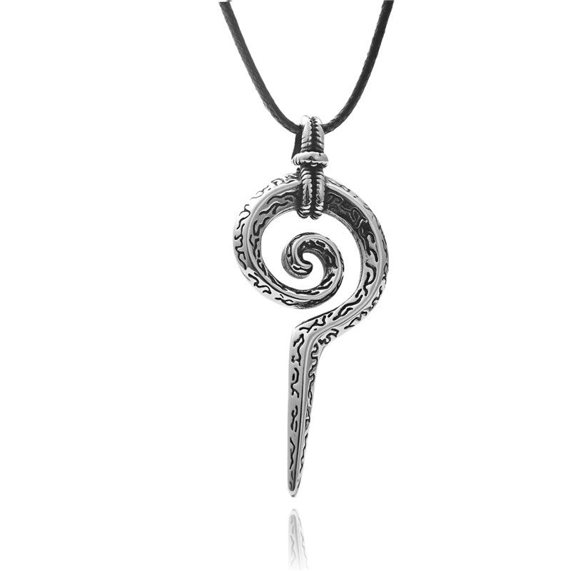 Titanium Steel Snake Scepter Pendant - Trendy Punk Necklace for Men - Retro Stainless Steel Totem Design