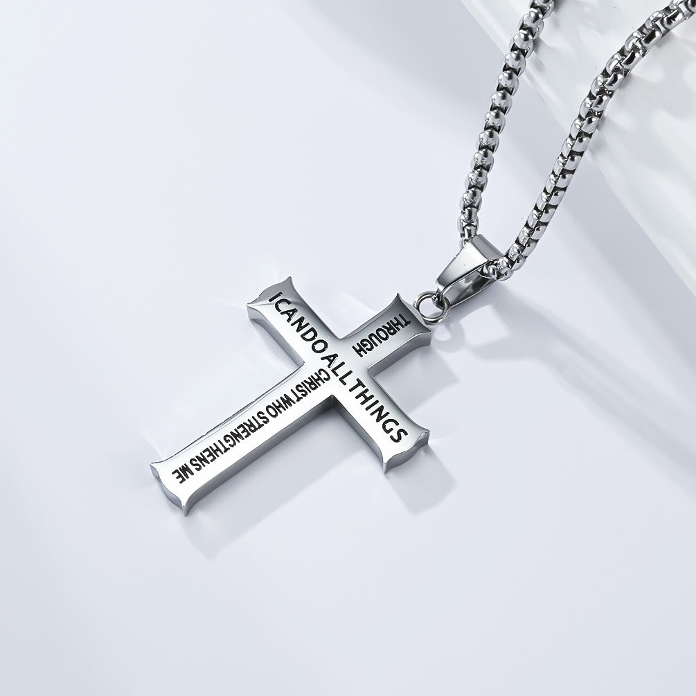 Planderful Stainless Steel Cross Necklace For Men And Women Unisex Durable Everyday Streetwear Pendant