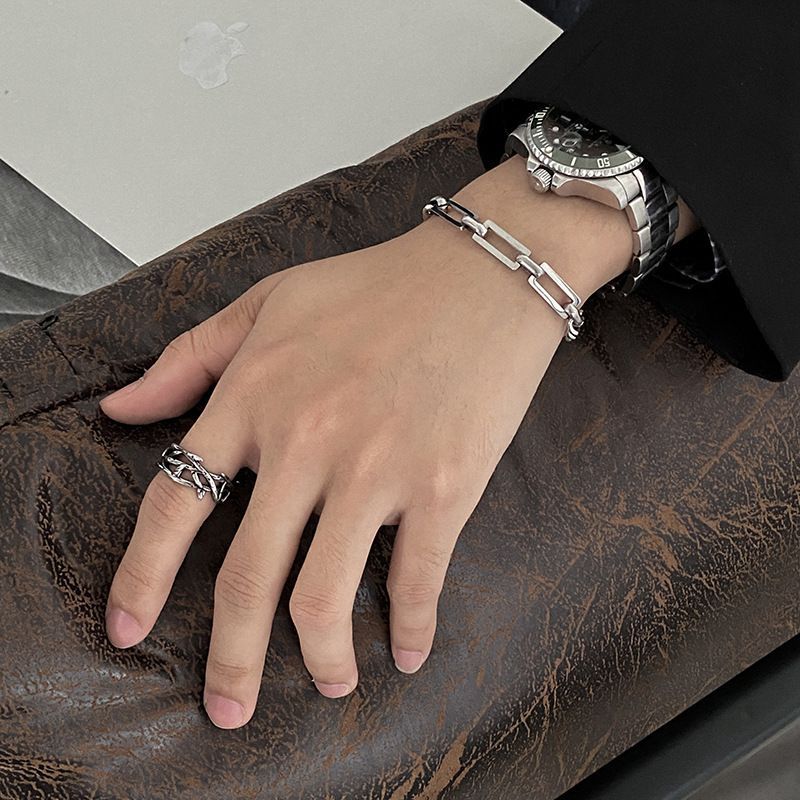 Planderful Jewelry Titanium Steel Bracelet Geometric Line Chain For Women Minimalist Everyday