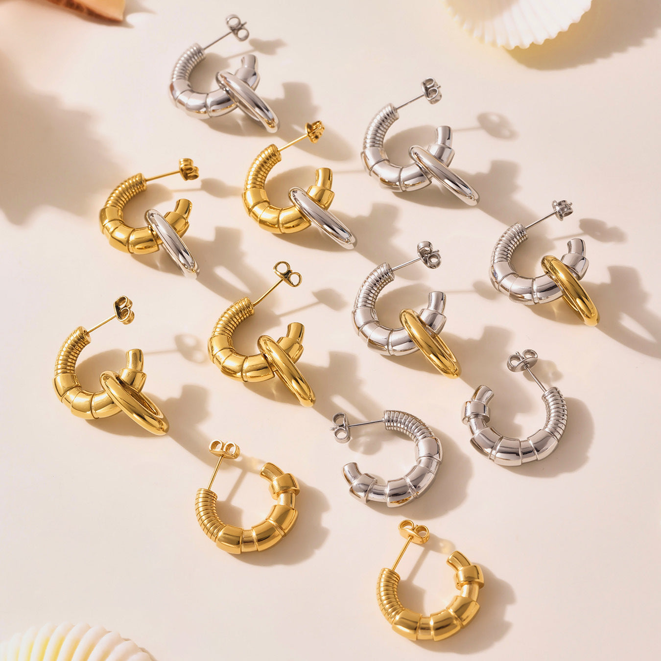 Planderful C Shaped Earrings Irregular Color Gold For Women