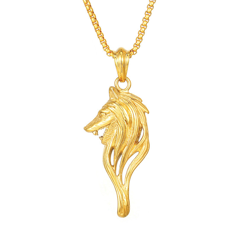 Viking Wolf Head Pendant - Retro Stainless Steel Fashion Jewelry for Men