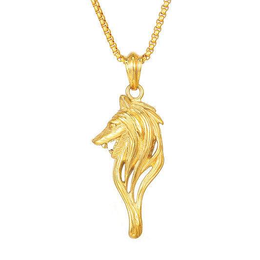 Viking Wolf Head Pendant - Retro Stainless Steel Fashion Jewelry for Men