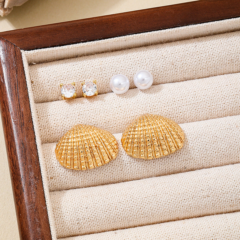 Planderful Vienna Verve Earrings – Ocean-Inspired Metal and Zircon Design