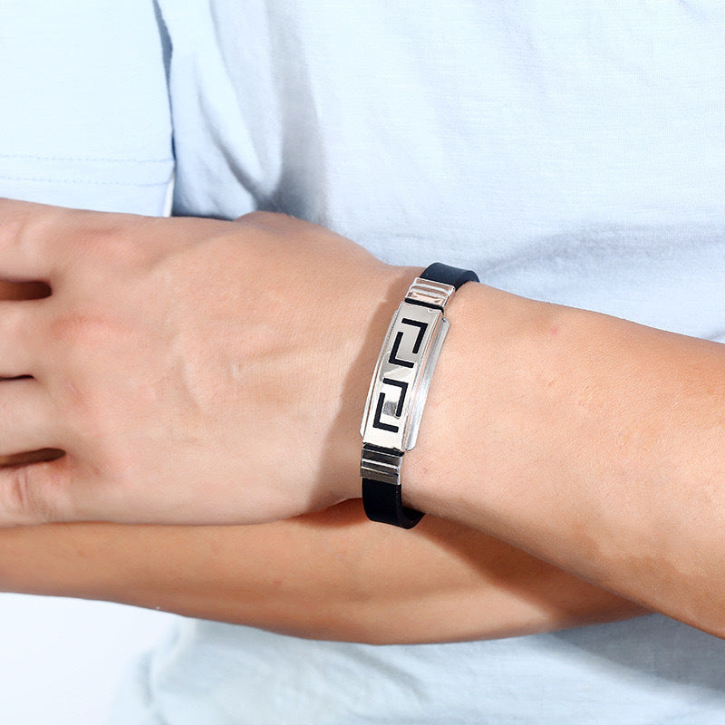 Planderful Everyday Genie Silicone Stainless Steel Sports Bracelet Korean Edition Cross Unisex For Him And Her