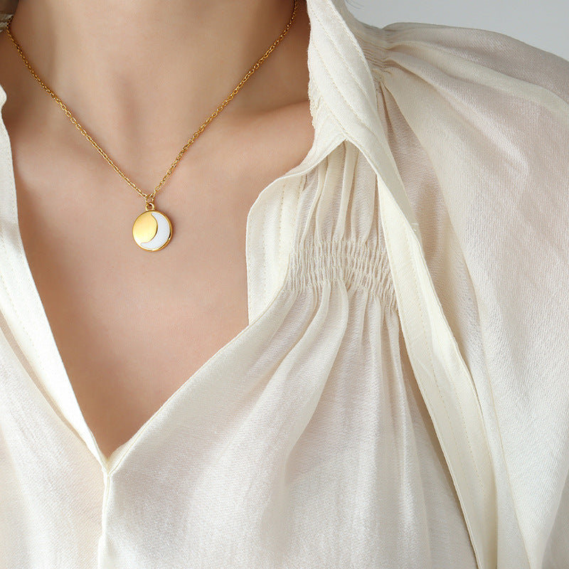 Moonlit Enamel Necklace - Trendy Korean Style Internet Celebrity Jewelry