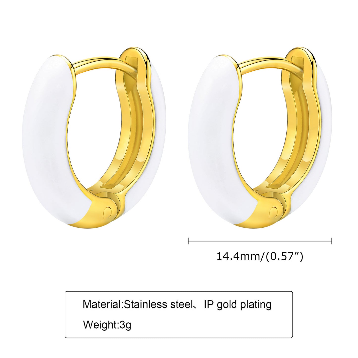 Ladies Fashion Stainless Steel Candy Color Earrings Gold Set