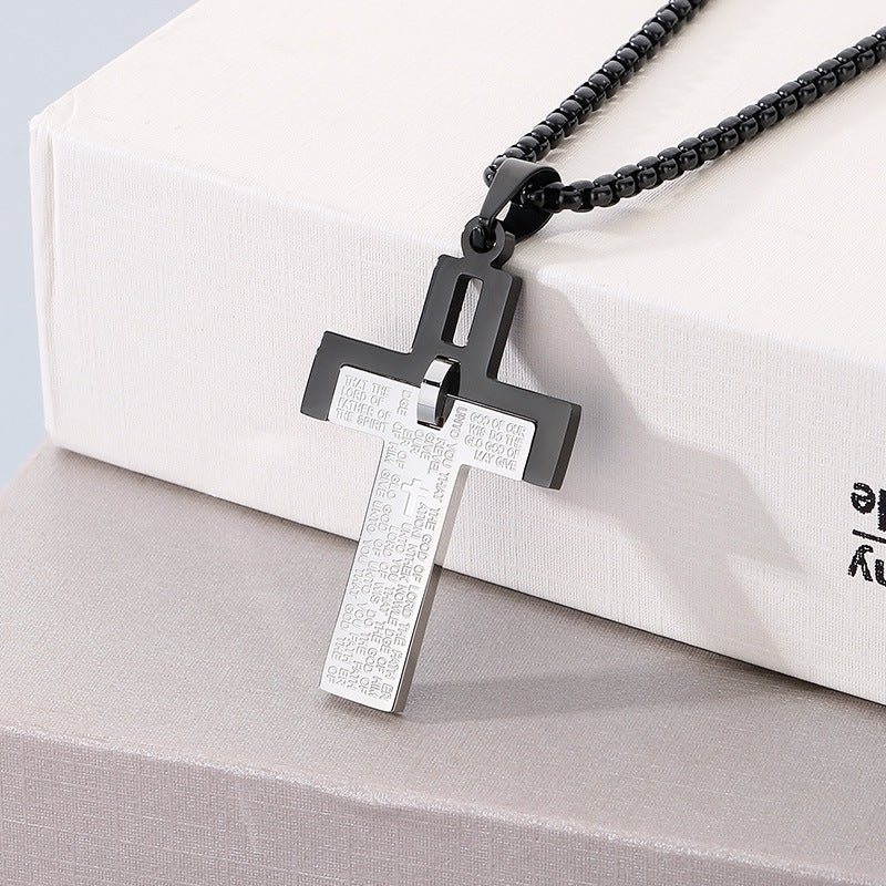 Planderful Mens Stainless Steel Two Tone Cross Pendant