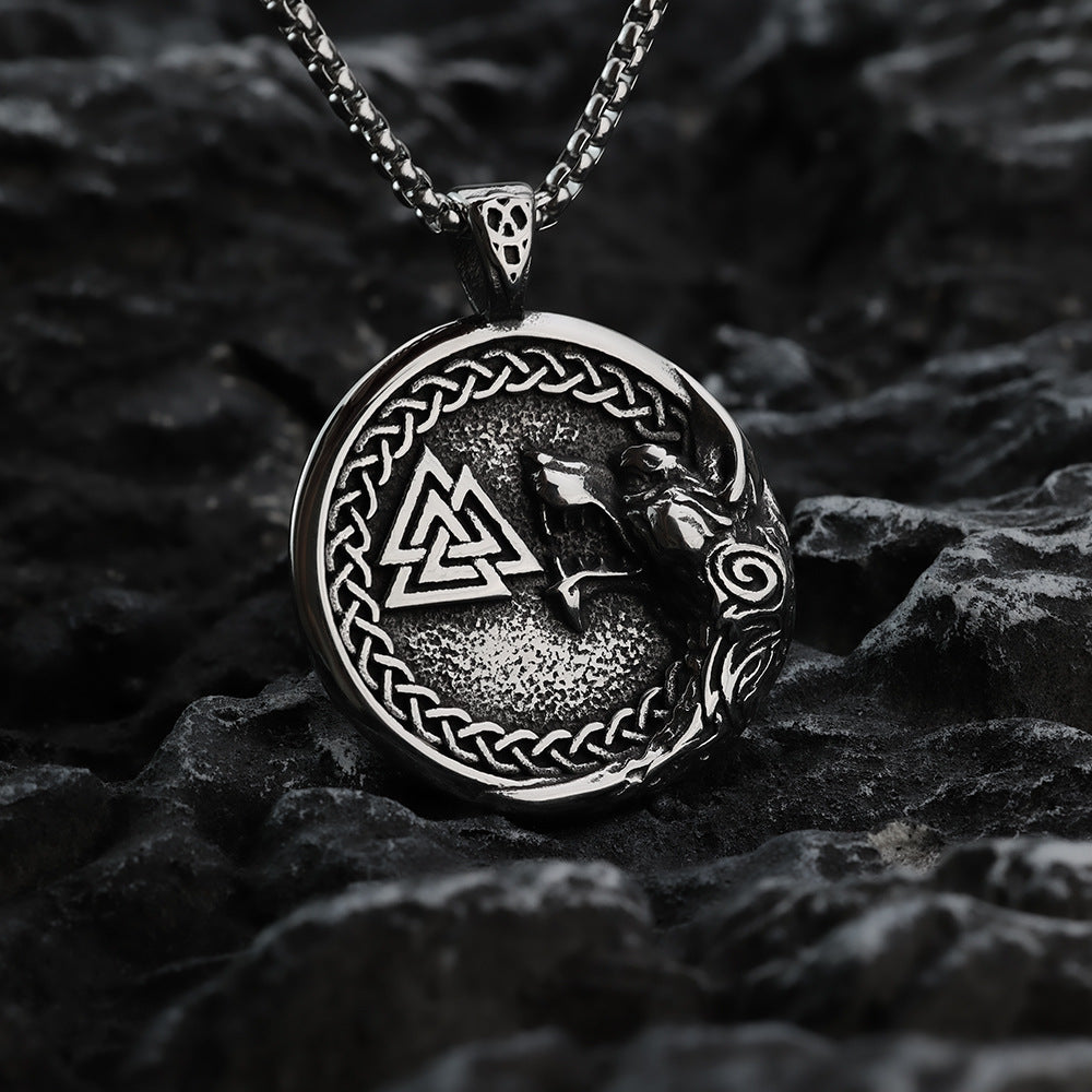 Nordic Retro Stainless Steel Men's Pendant Viking Triangle Necklace
