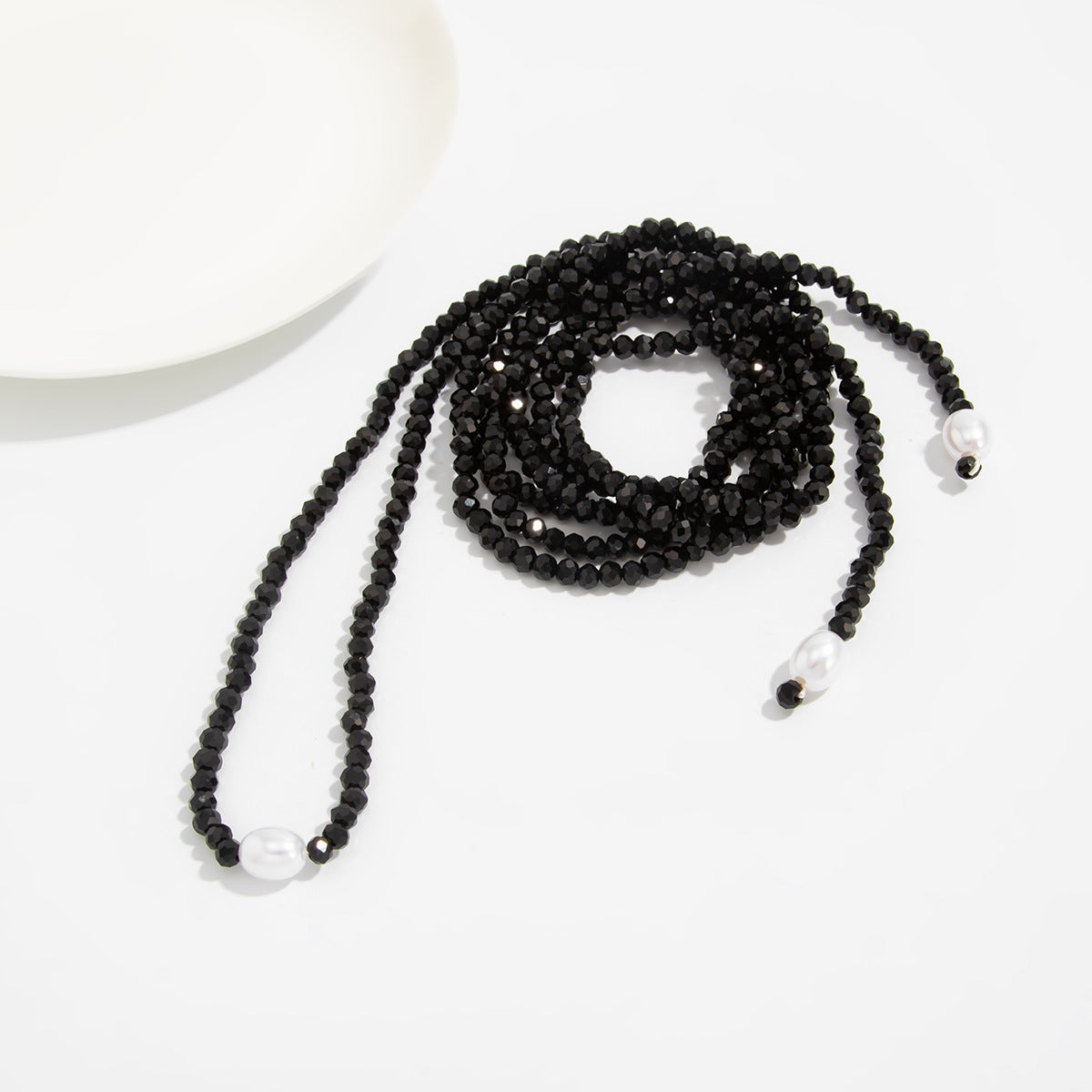 Knotted Pearl Crystal-Style Y-Necklace