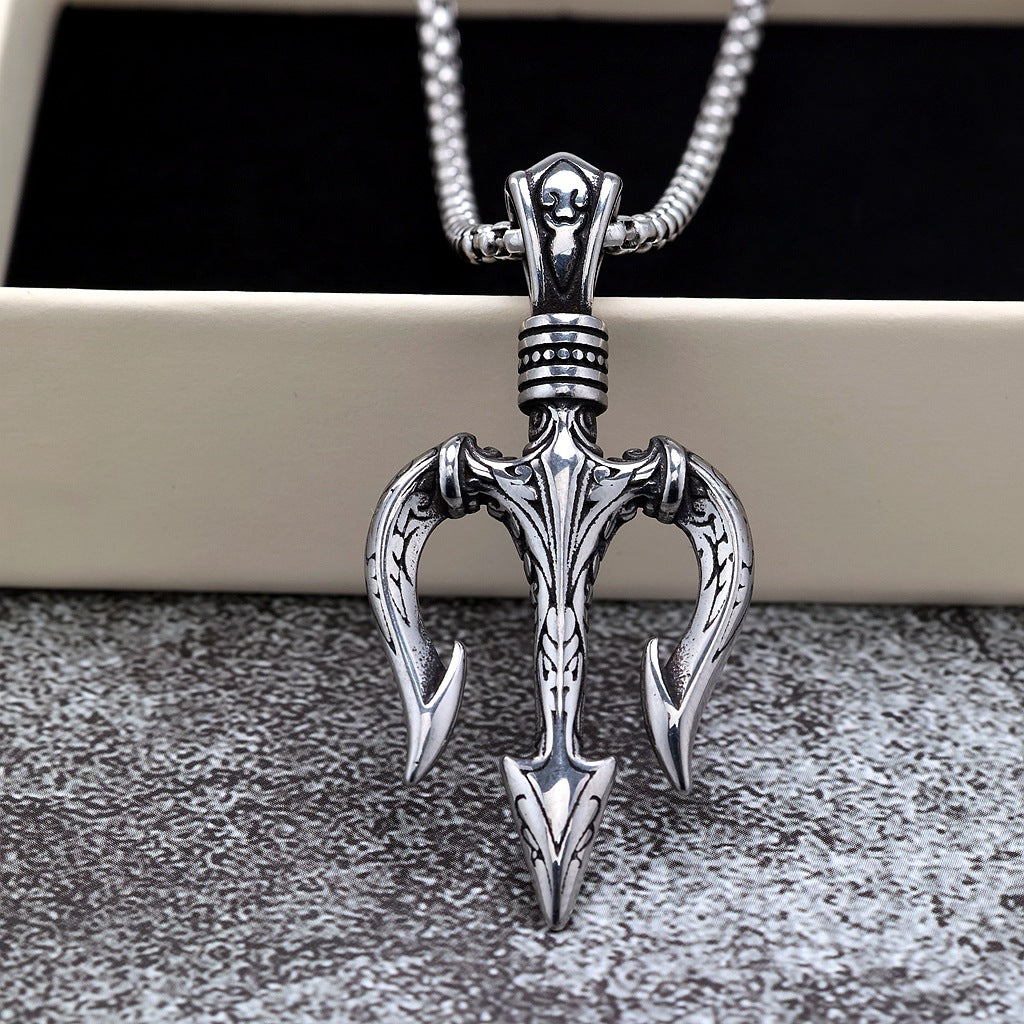 Vintage Stainless Steel Pendant Necklace