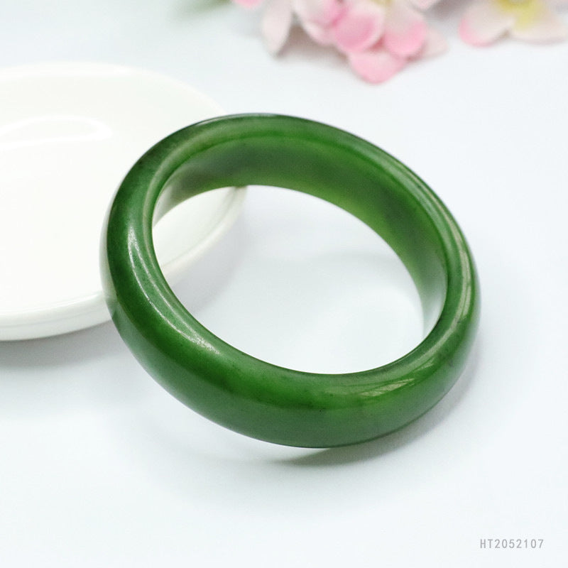 Spinach Green Hetian Jasper Bangle