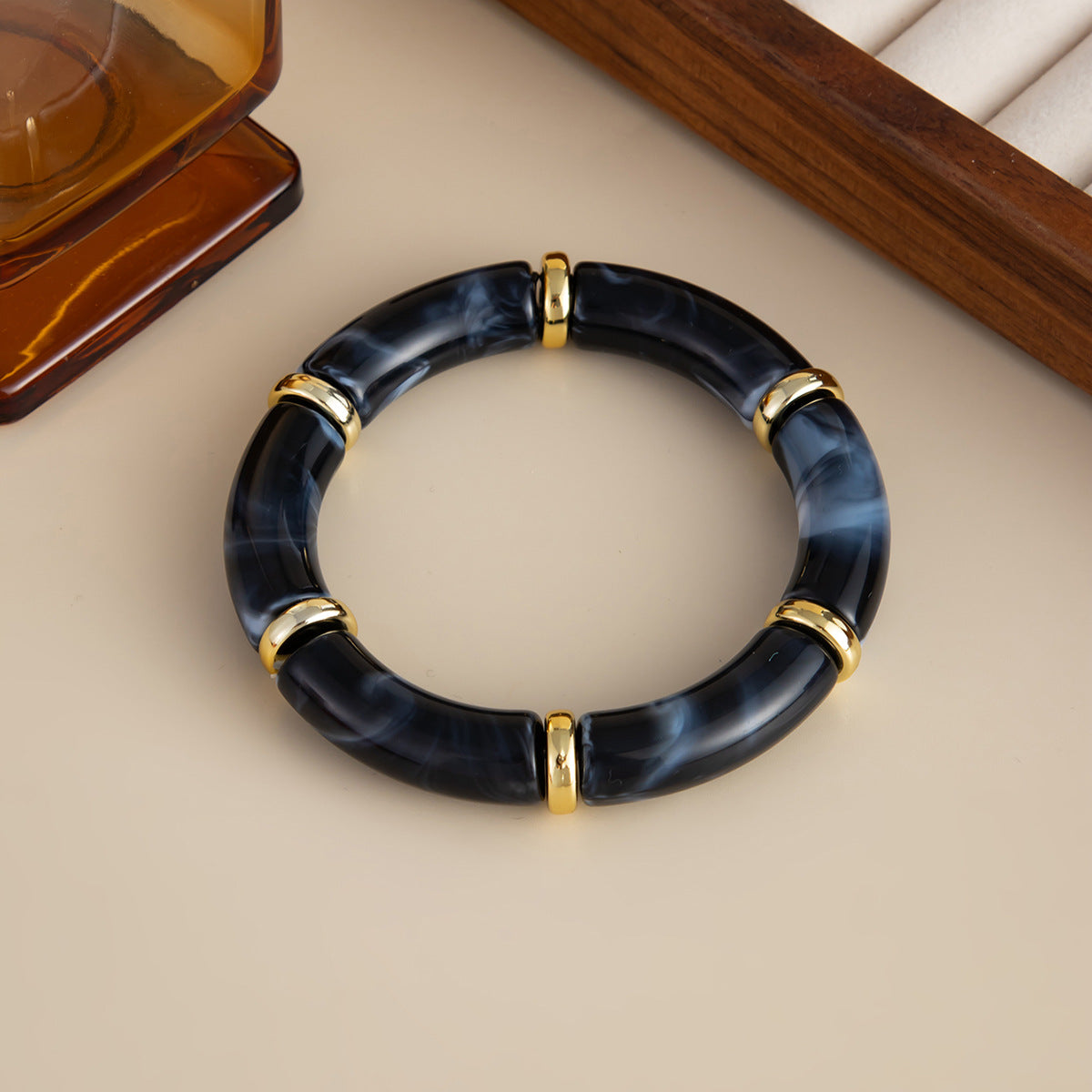 Planderful Black Pearl Bracelet Elastic Beaded For Readers