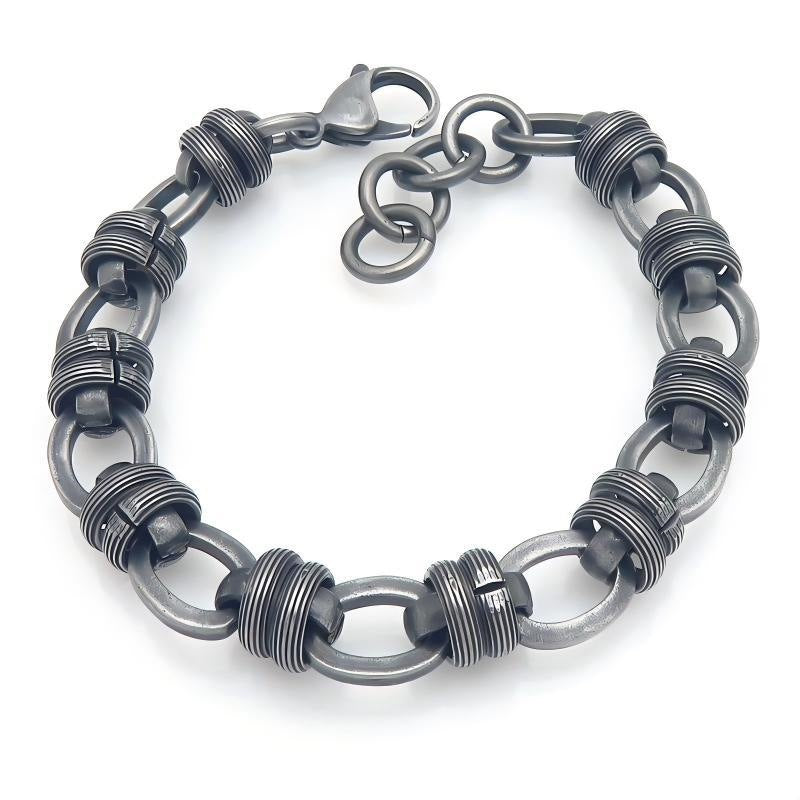 Hip Hop Knot Punk Vintage Wrap Ring Cuban Chain Stainless Steel Men's Bracelet