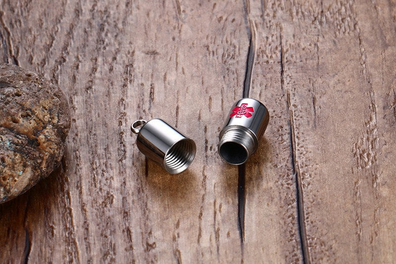 Stainless Steel Medical Logo Pill Pendant Openable Urn Necklace