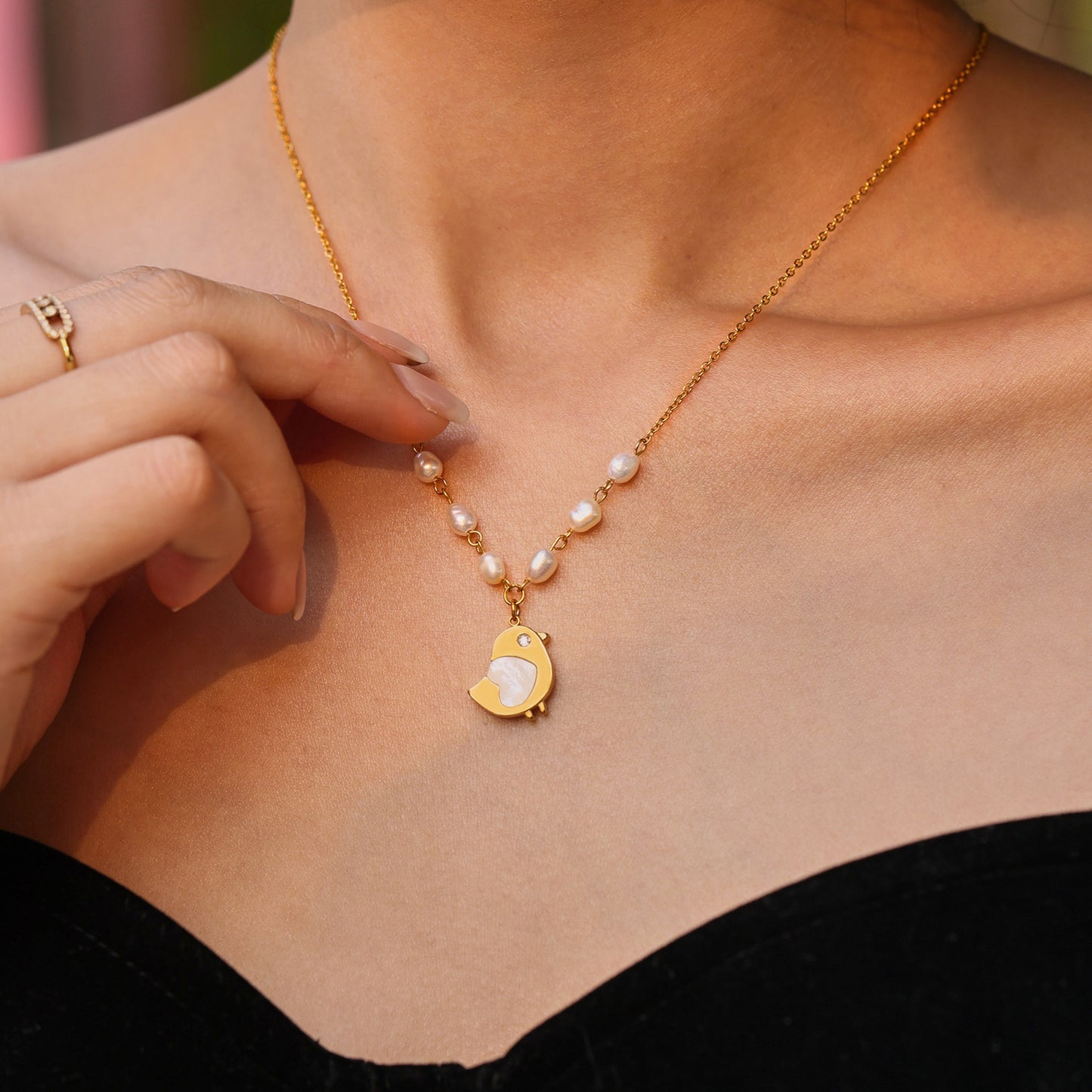 Planderful Freshwater Pearl Necklace Women Gold Plated