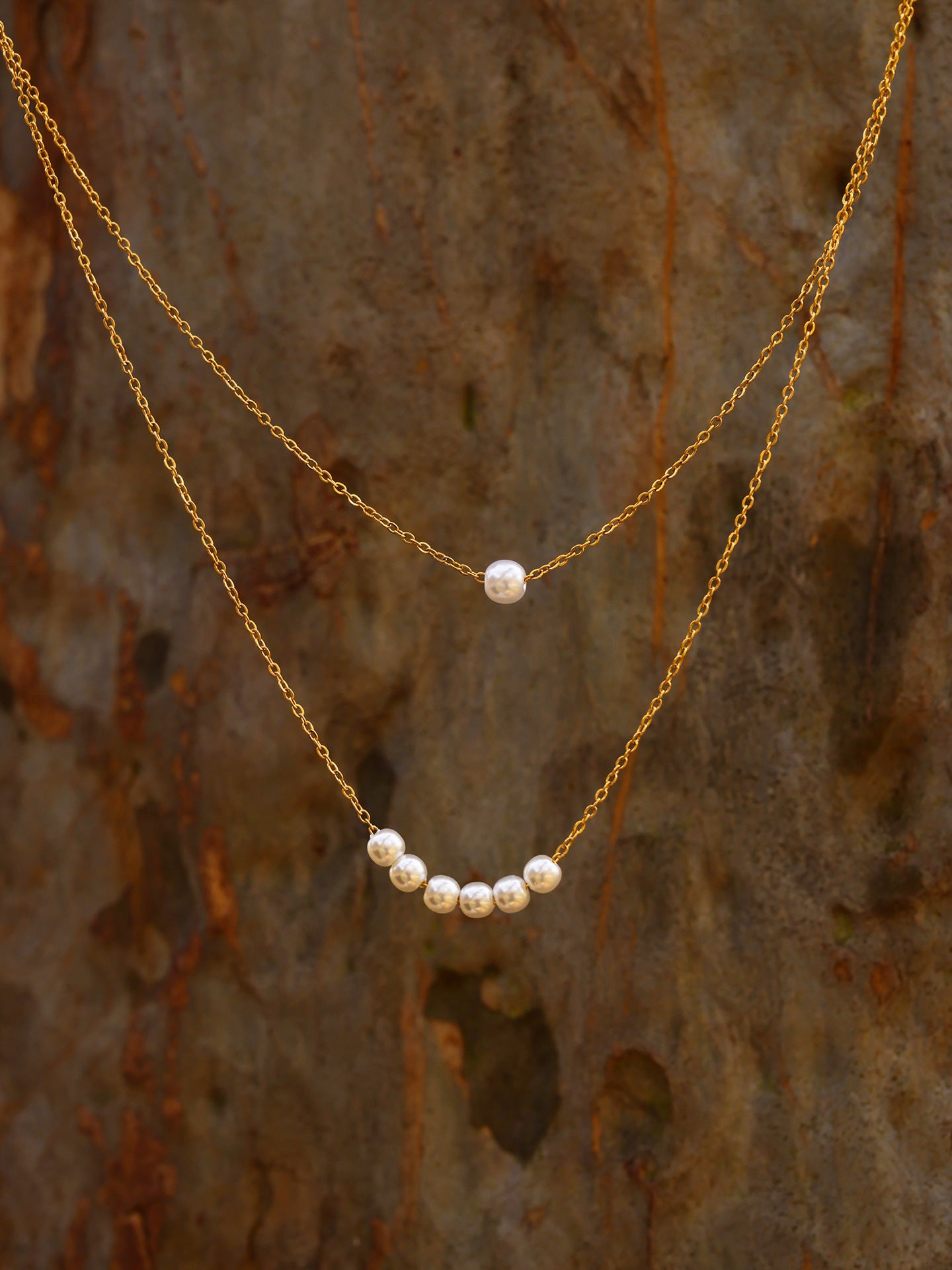 Planderful 18K Gold Plated Bead Collarbone Necklace Women