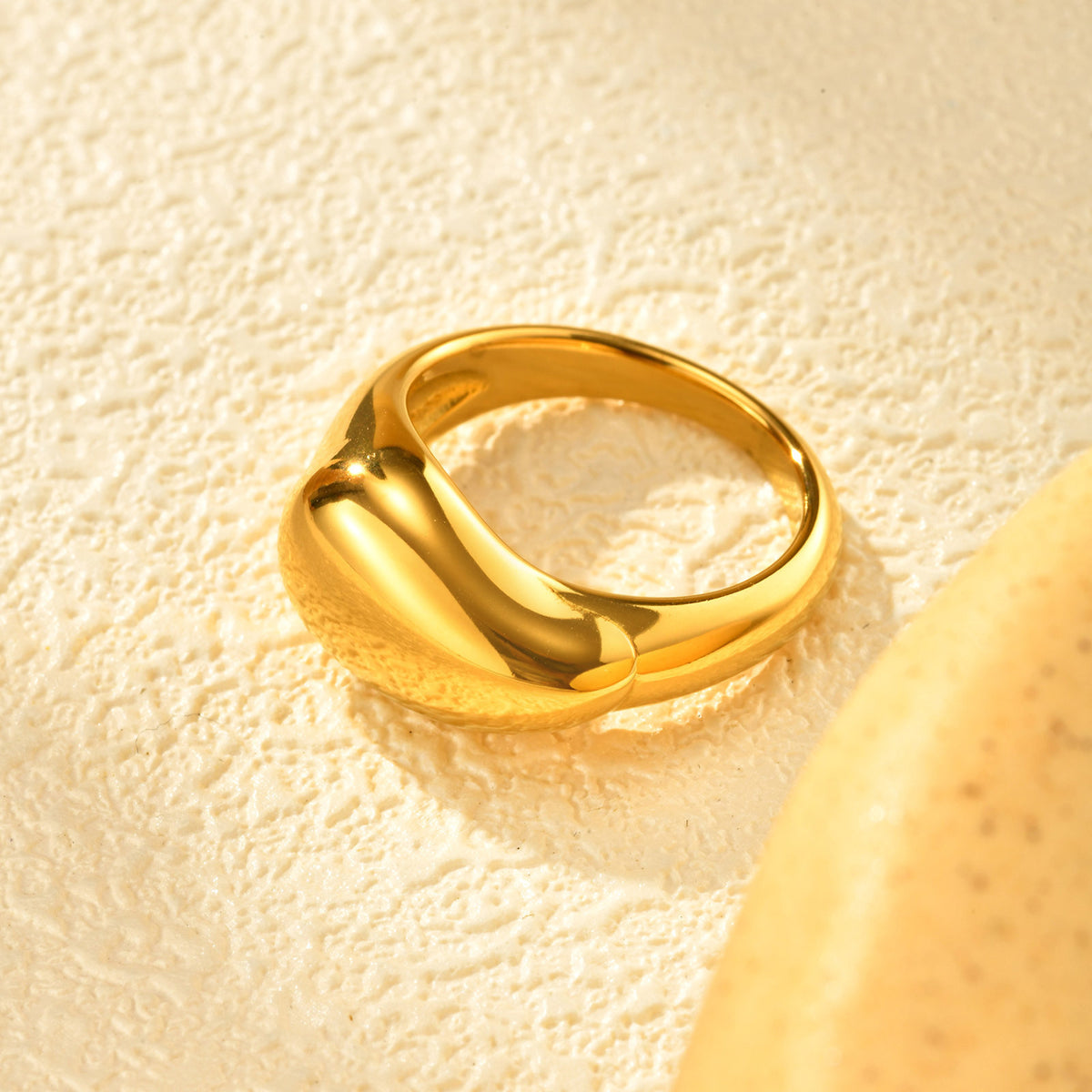 Stainless Steel Gold-Plated Water Drop Ring Women's