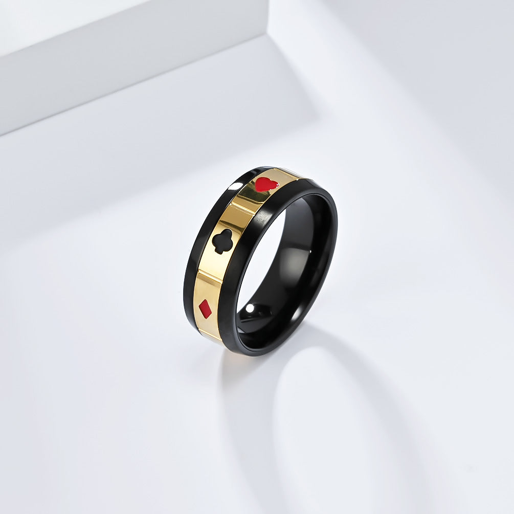 Playing Card Suit Rotatable Stainless Steel Ring To Relieve Anxiety & Decompress