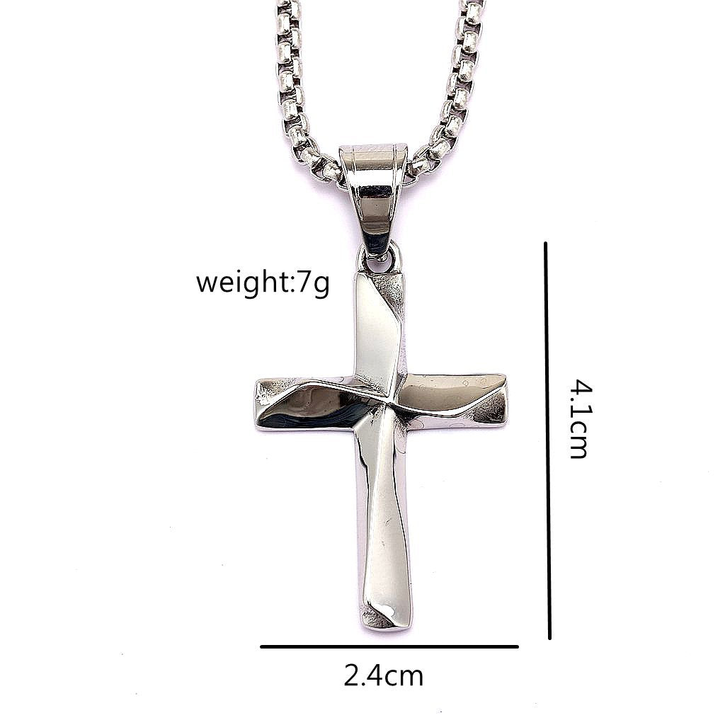 Vintage Cross Stainless Steel Pendant Necklace