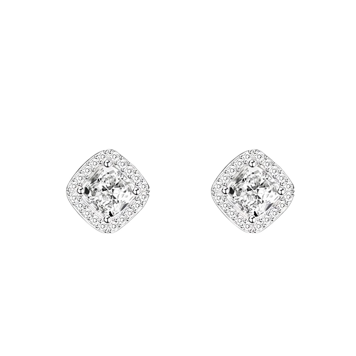 925 Sterling Silver Super Flash Zircon Sugar Cube Stud Earrings