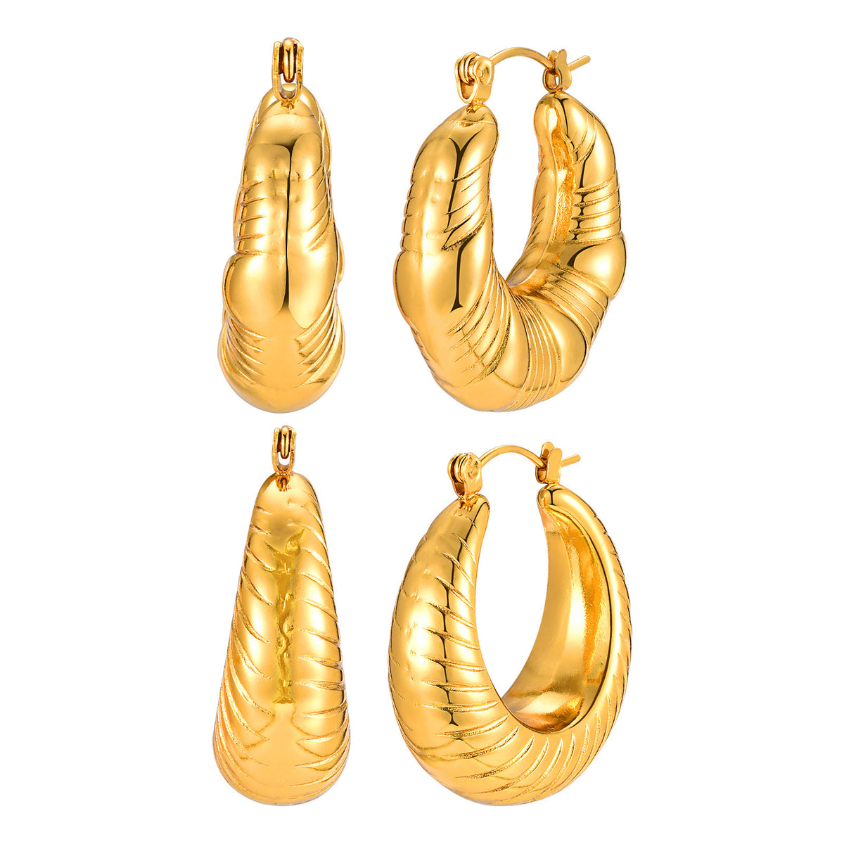 Gold-Tone Stainless Steel Earrings — Modern Design