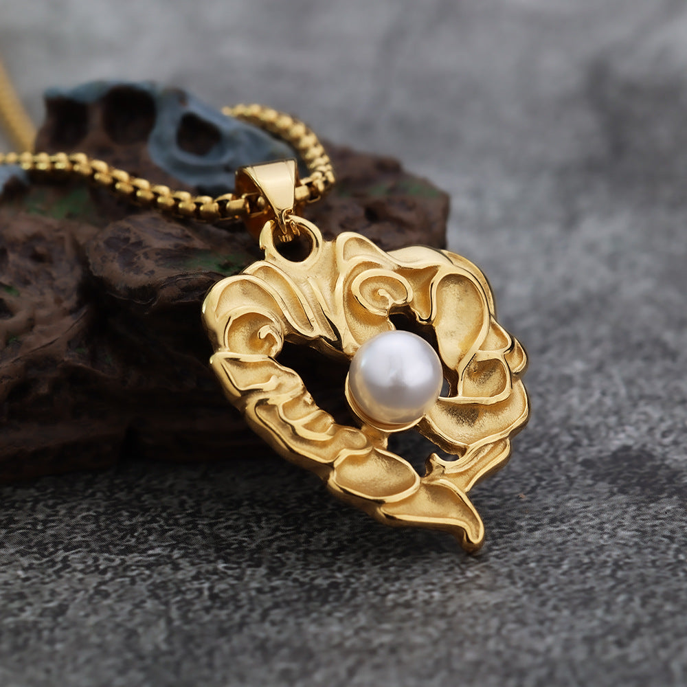 Vintage Pearl Men's Pendant Necklace