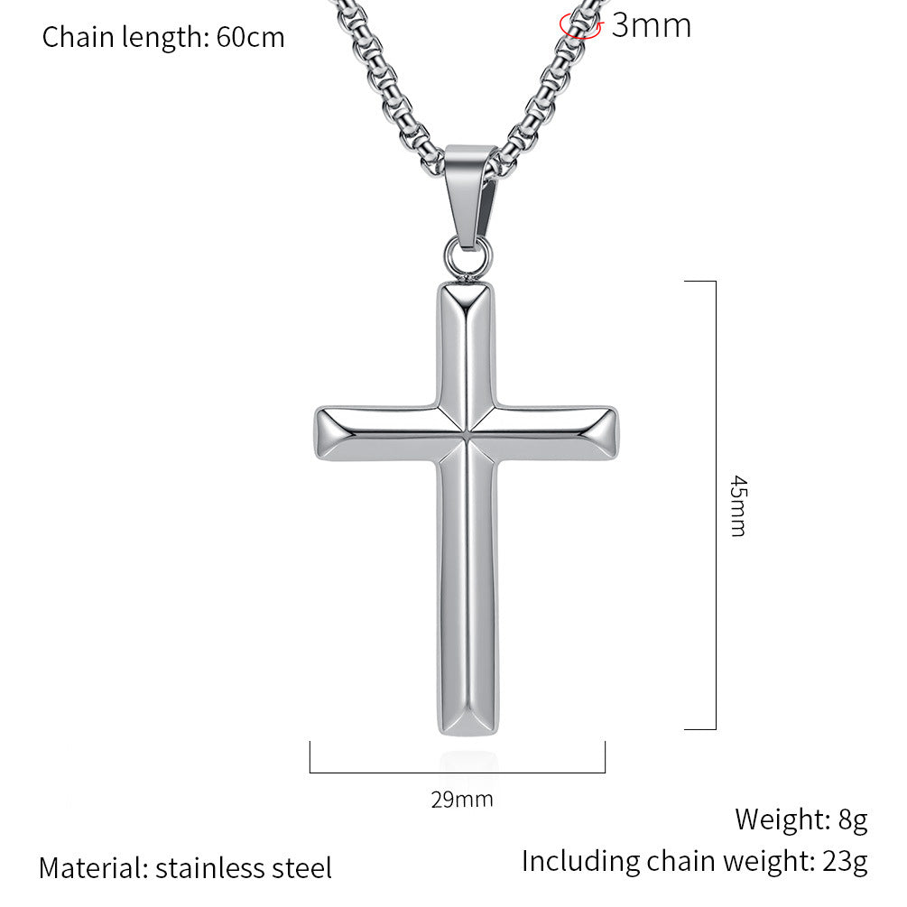 Stainless Steel Cross Necklace Planderful Everyday Genie Unisex Premium Glossy Rhombus Pendant