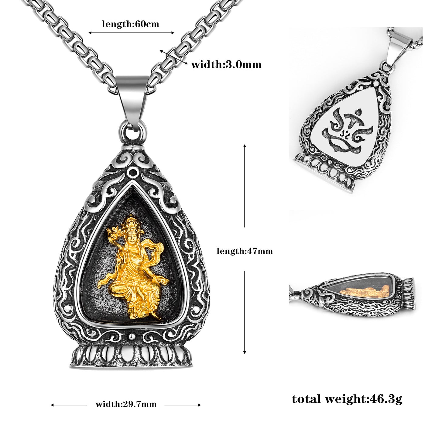 Steel Necklace - Elegant Buddhist Pendant Gift For Boyfriend