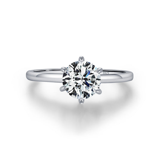 Planderful Moissanite Sparkling Ring – Delicate Shiny Design in Sterling Silver