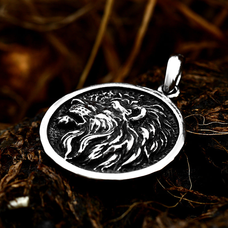 Retro Titanium Steel 3D Lion Pendant Accessories for Men - Cross-Border Stainless Steel Design