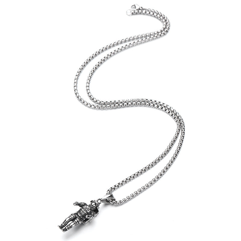 Steel Necklace - Statement Retro Astronaut Men's Titanium Steel Necklace For Urban Style