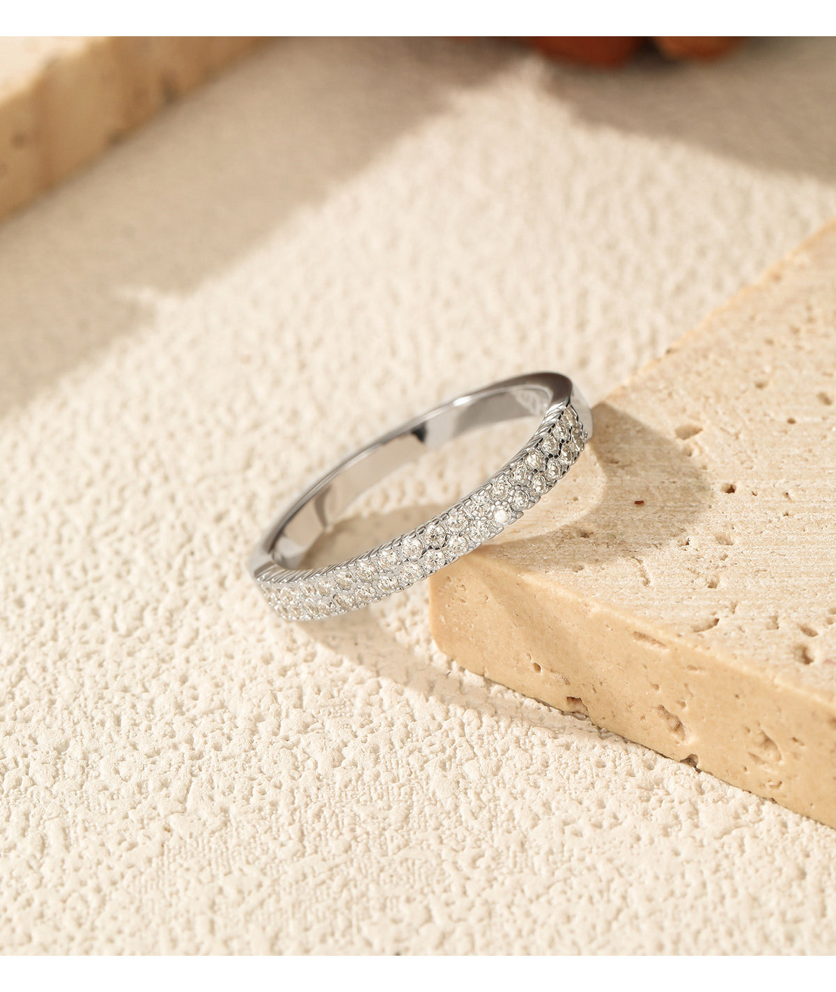 S925 Sterling Silver Slim Moissanite Row Band