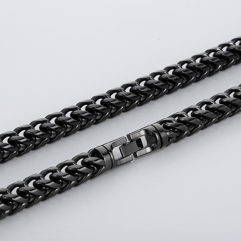 Hip-Hop Cool Round Grinding Three-Dimensional Necklace, Vacuum Electroplated Keel Chain Titanium Steel Men's