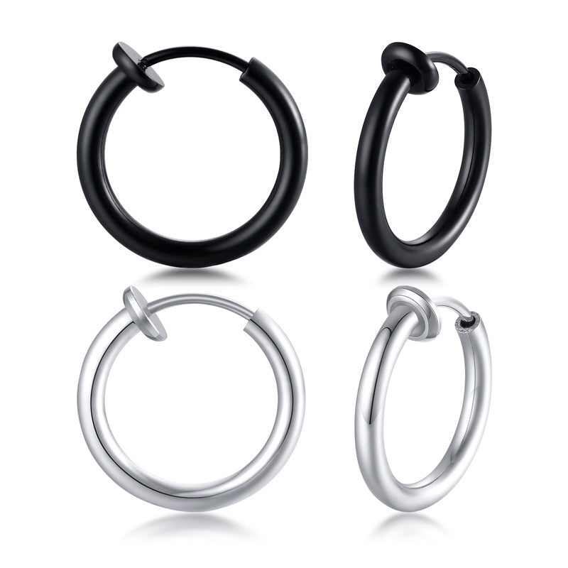 Modern Stainless Steel Earring — Single — Silver / Black